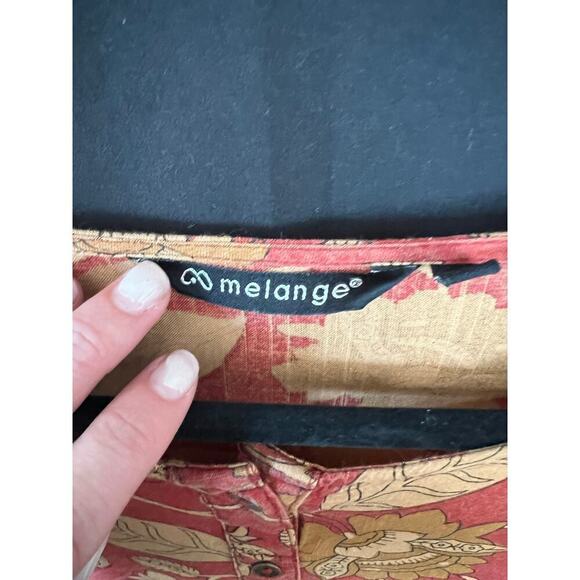 Melange Dress, Orange, Floral, Lightweight, Large, Pockets - Picture 5 of 15